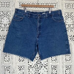Vintage Faded Glory‎ Medium Dark Wash Cut Off Denim Shorts Size 40